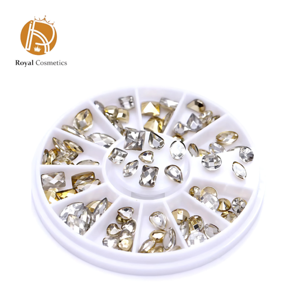 Gold 3D Nail Art Rhinestones Box