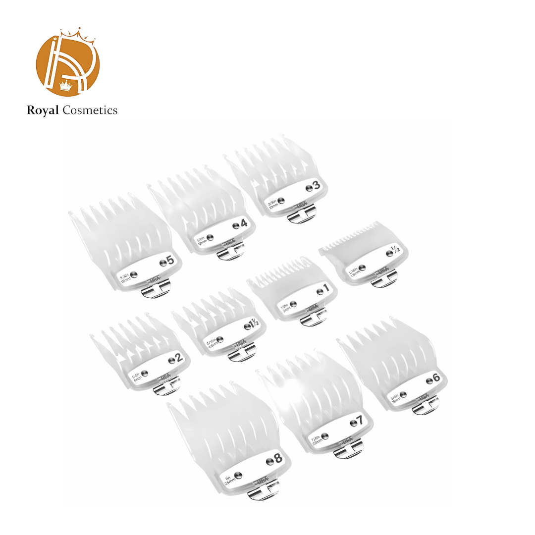 Professional Hair Clipper Guards Guides 10 Pcs Transparent