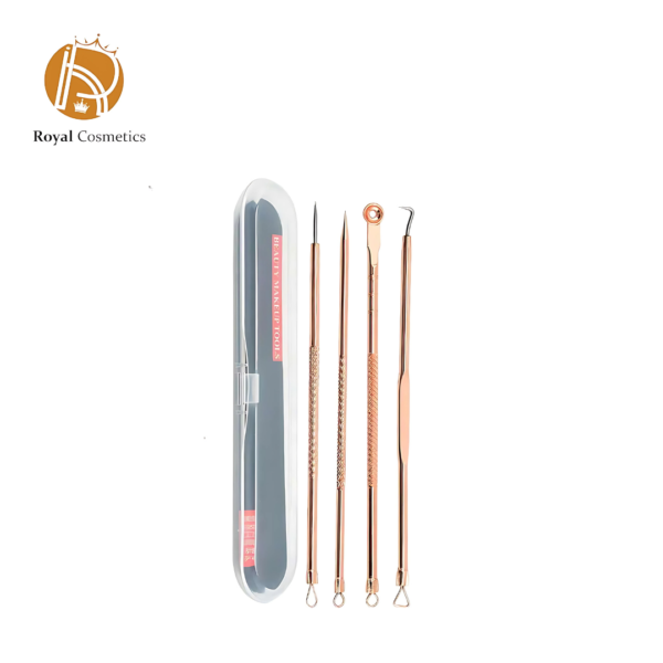 4-Piece Stainless Steel Rose Gold Acne & Blackhead Removal Tools Set