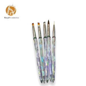 Nail Art Brush Set - 5PCS Crystal Handle Nail Drawing Pens