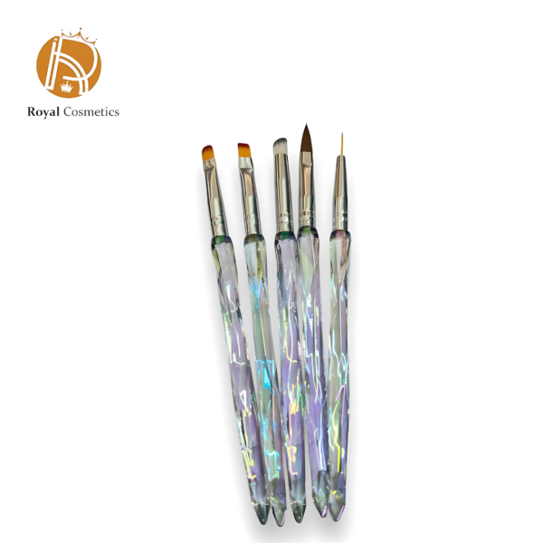 Nail Art Brush Set - 5PCS Crystal Handle Nail Drawing Pens