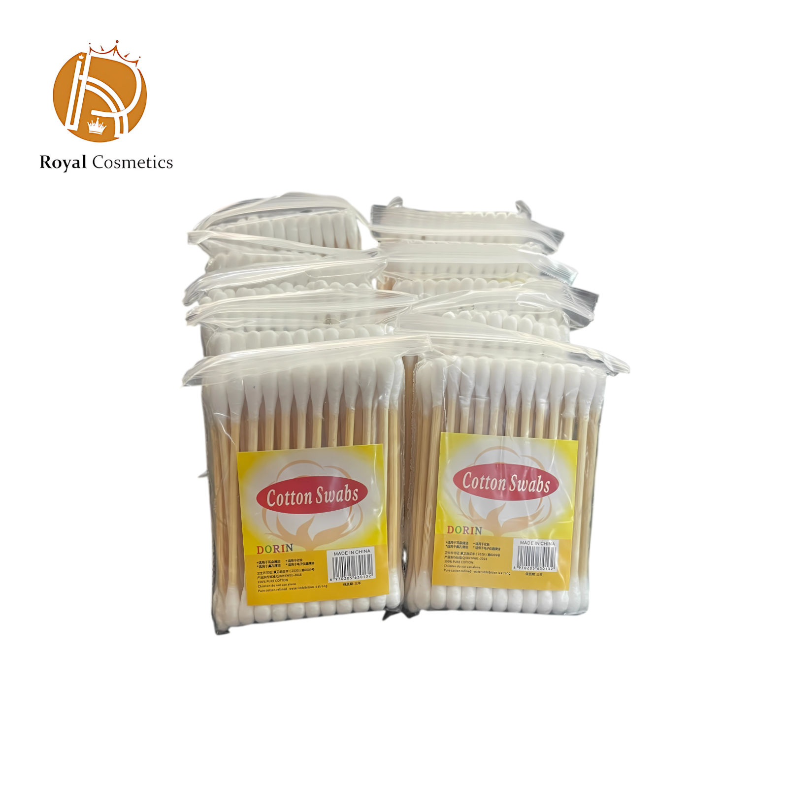 Eco-friendly bamboo cotton swabs neatly arranged in biodegradable packaging, perfect for sustainable ear care and hygiene