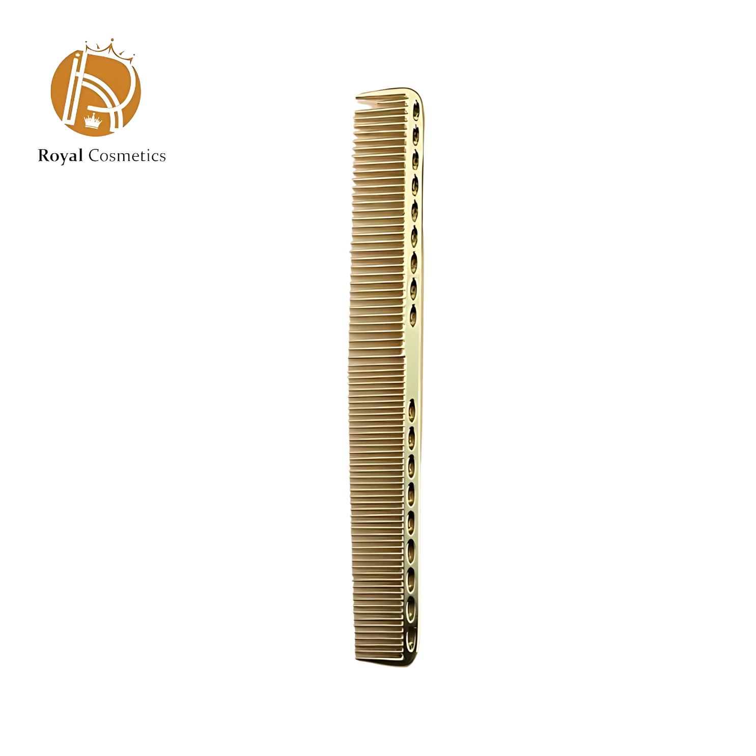 Gold Hair Brush Professional fine-tooth salon hair comb with a sleek subuliform handle, perfect for haircutting and dyeing