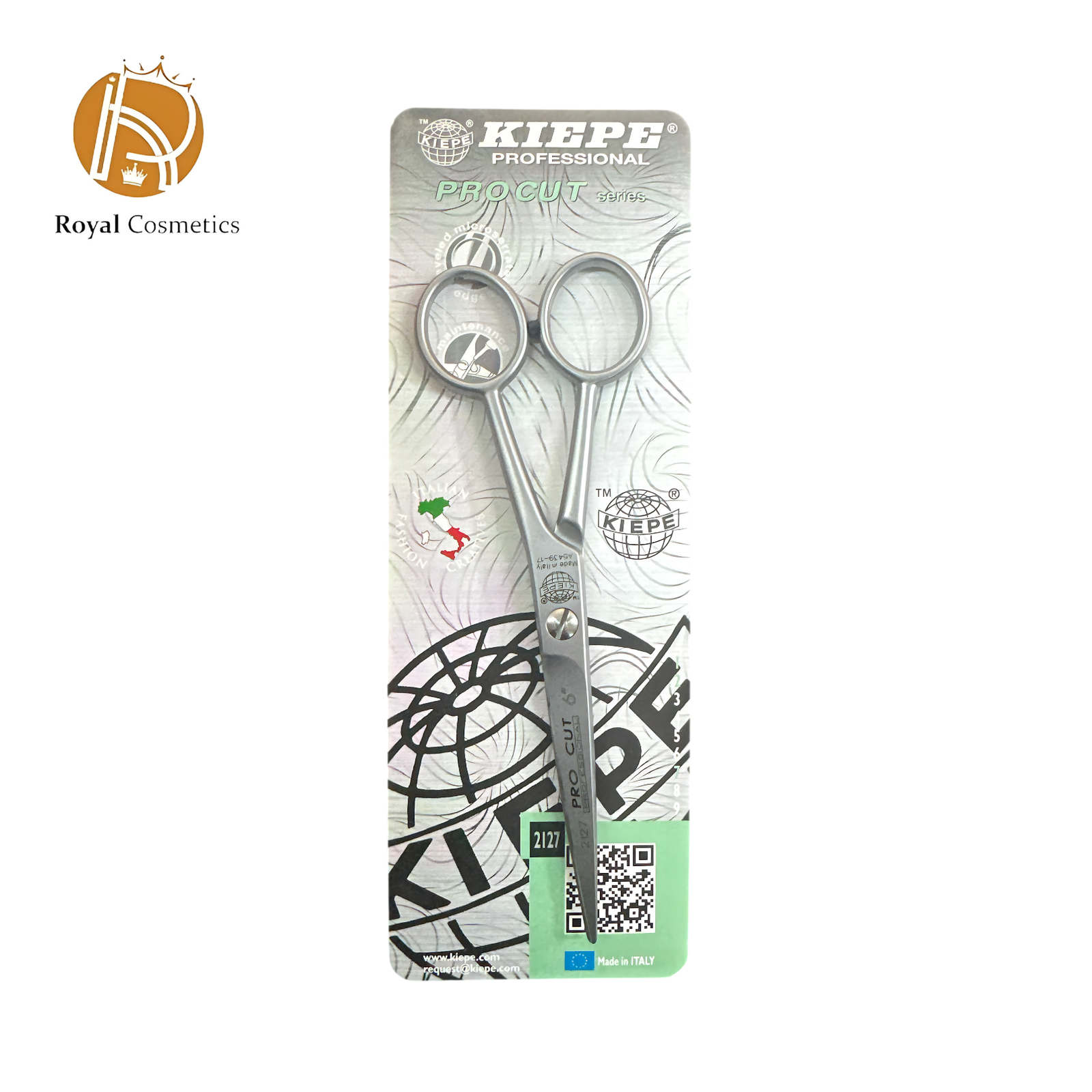 Premium Kiepe Pro Cut Scissors with sleek stainless steel blades and an ergonomic handle, designed for professional hairstyling precision