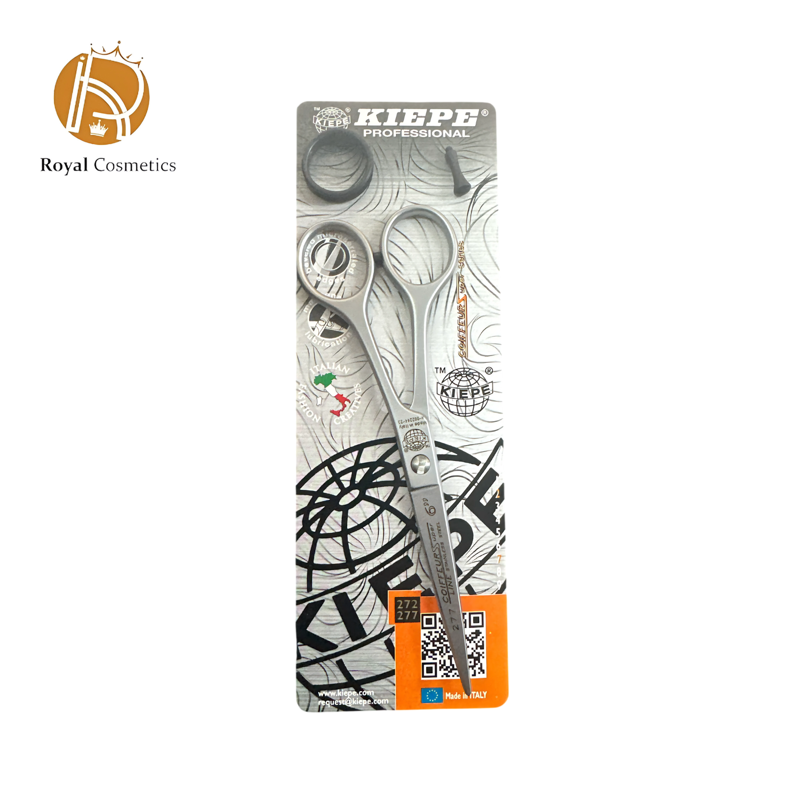 Kiepe Stainless Steel Scissors with sharp blades and ergonomic handles, designed for professional hairstyling and grooming