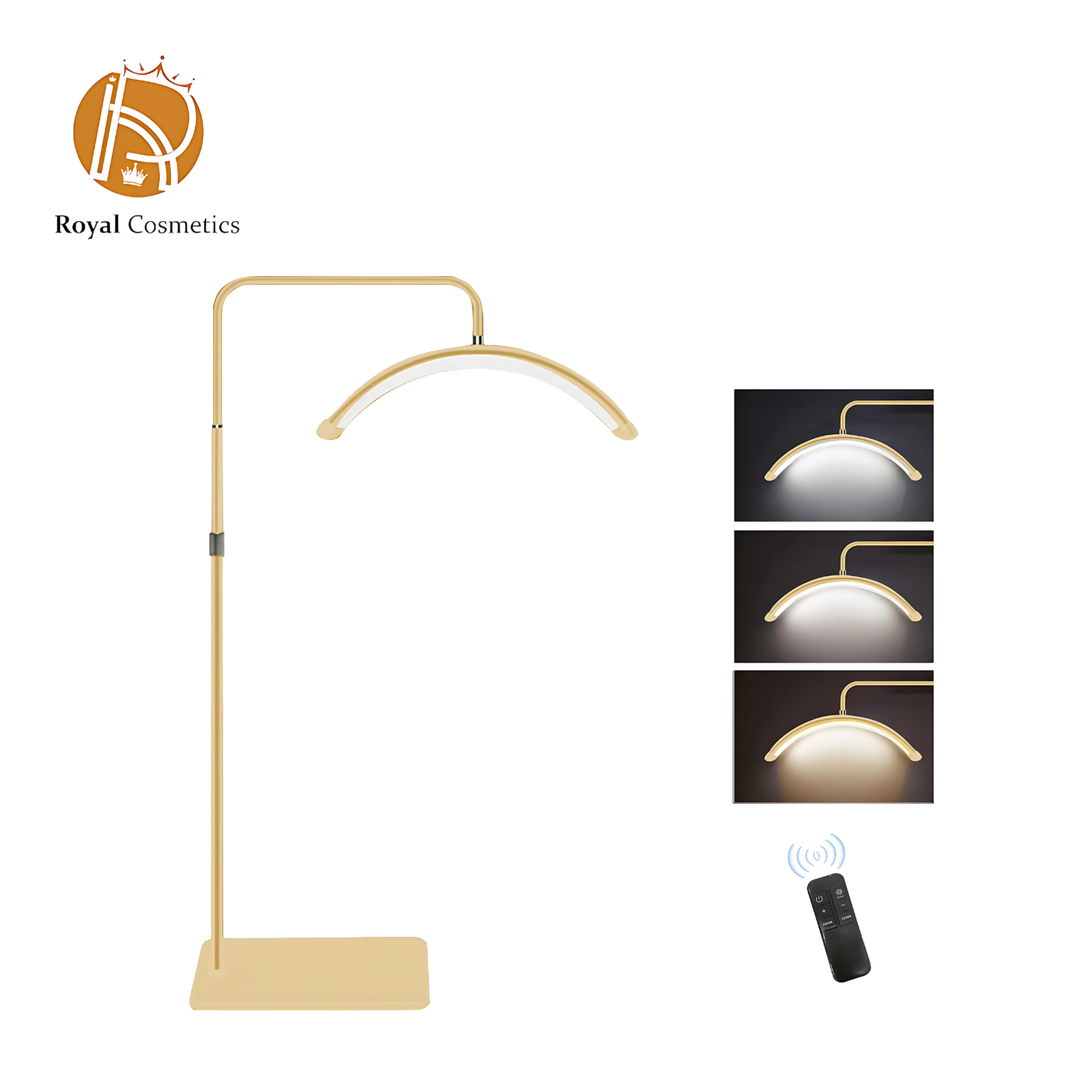 LED Moon Light HD-M6X in a luxurious gold finish, featuring a half-moon design with an adjustable stand, perfect for live streaming, makeup, and photography