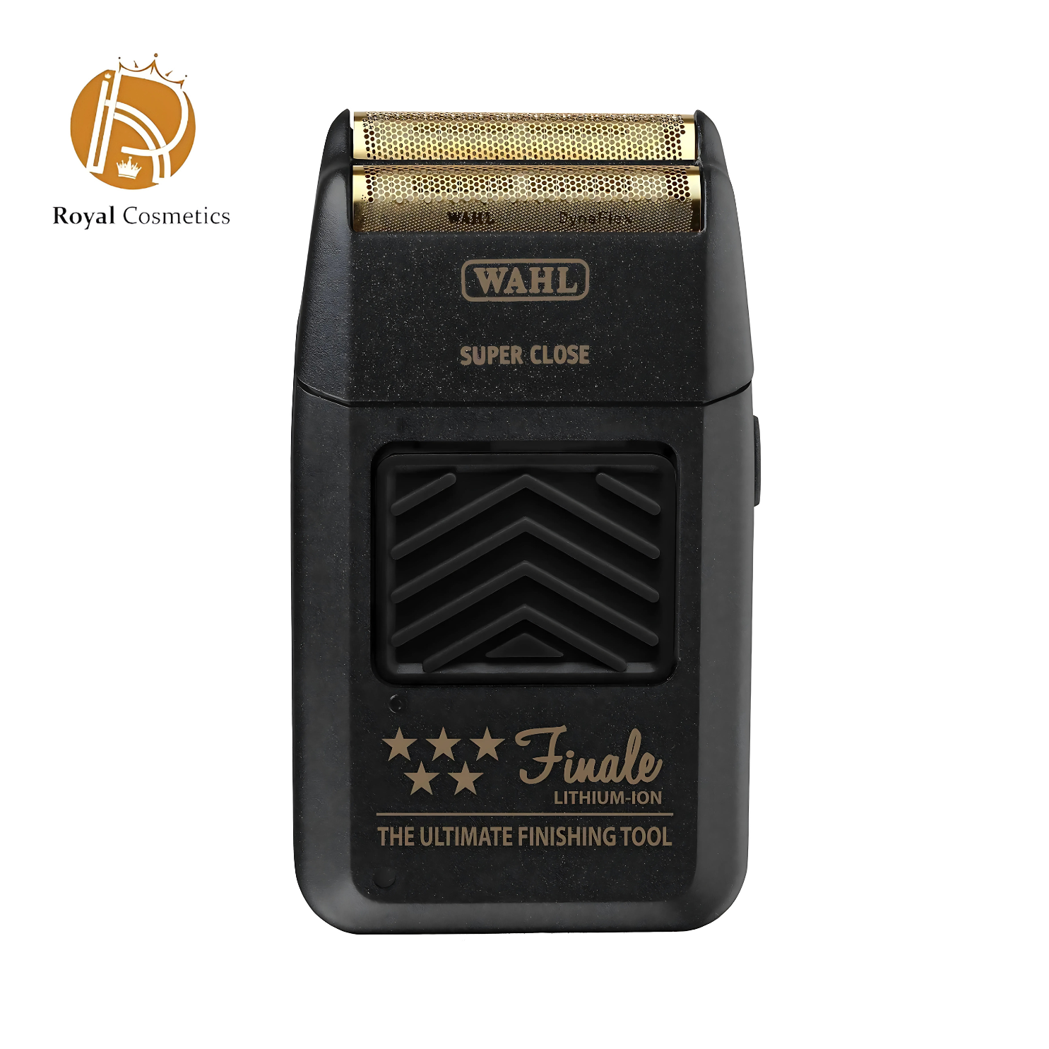 WAHL Super Close Final Shaver with gold foil, accessories, and recharging stand for professional bump-free, ultra-close shaving