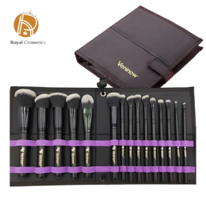 Veninow 15-Piece Makeup Brush Set with Soft Synthetic Bristles, Portable Storage Bag, and Durable Wooden Handles for Professional and Everyday Makeup Application