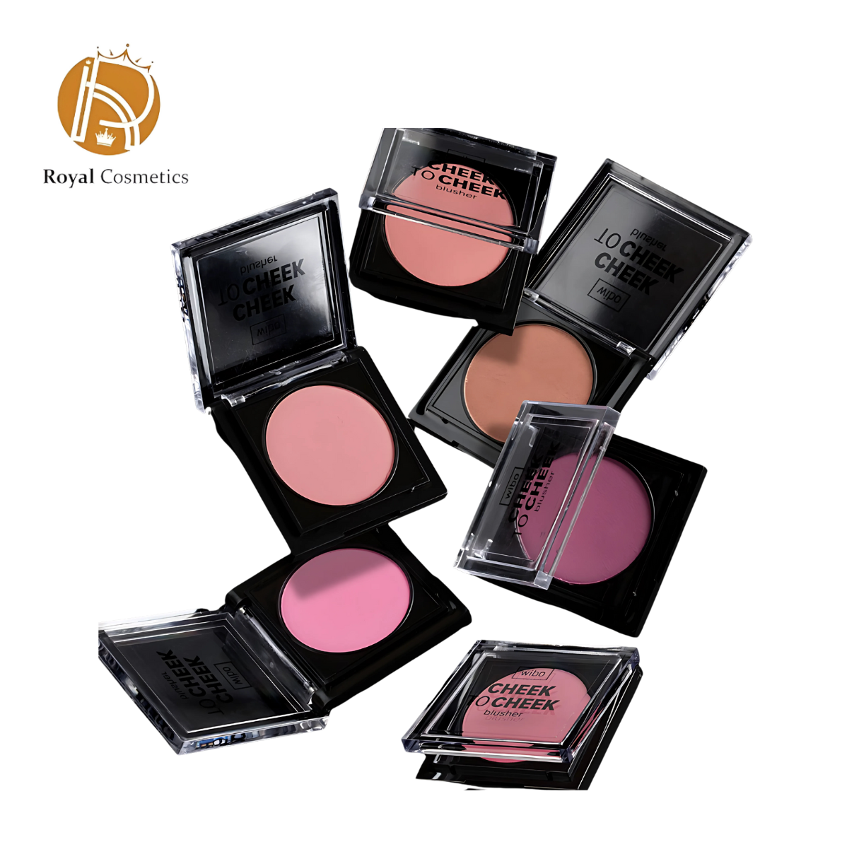 Wibo Cheek to Cheek Blusher in a compact container, displayed on a clean background with a focus on its luxurious texture and silk extract infusion. The product is available in six shades, offering a velvety smooth and powdery consistency for a natural, radiant blush effect - Royal Cosmetics