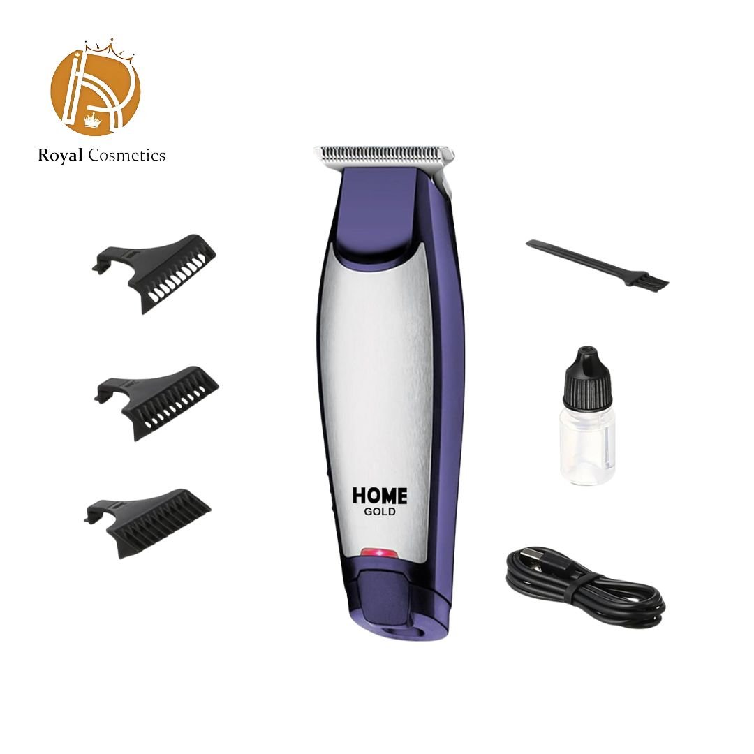 Precision Cutting & Reliable Performance The Home Gold Professional Hair Shaver combines powerful performance with safety and convenience, delivering clean, sharp results every time. Sharp & Durable Carbon Steel Cutter: Equipped with precision-engineered carbon steel blades that provide smooth, accurate cuts and long-lasting sharpness. Safe & Comfortable: Made from high-quality, skin-safe materials designed to minimize irritation and provide a gentle shaving experience. Powerful 5W Motor: Efficiently cuts through hair for effortless grooming, ideal for everyday use at home. 90 Minutes Runtime: Cordless convenience with up to 90 minutes of uninterrupted use on a full charge, perfect for multiple grooming sessions. Home Gold HG-521 Hair Clipper