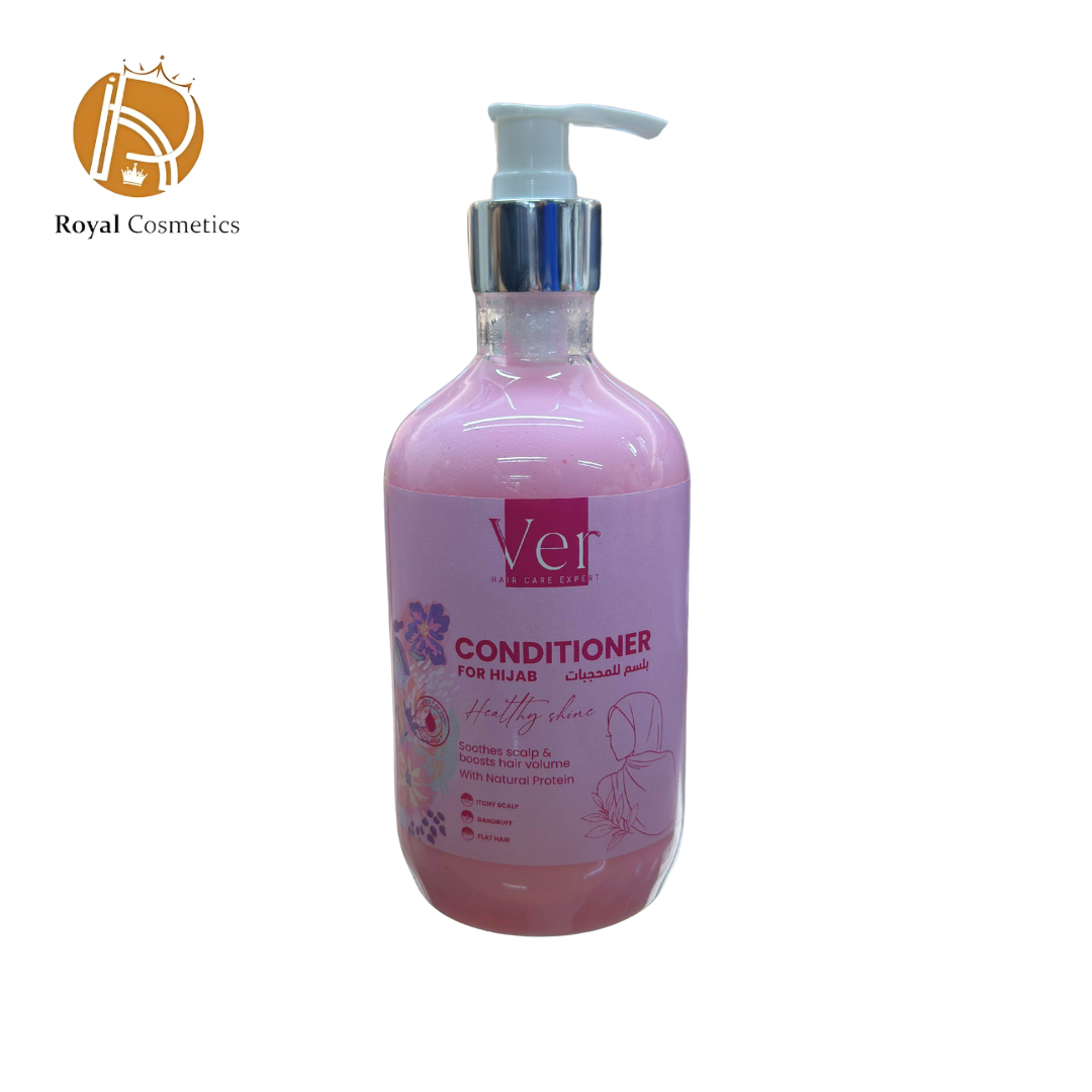 VER Hijab-Specific Conditioner Bottle for frizz control and scalp hydration, with panthenol and behentrimonium chloride – ideal for covered hair